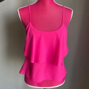 XS Neon Pink Ruffle Tank Top Paper Crane